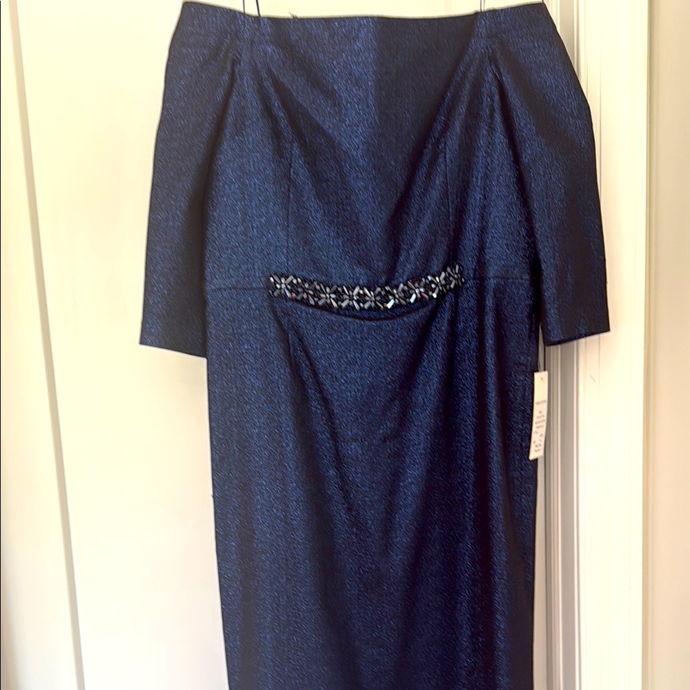 Teri Jon Midnight Blue Metallic Dress